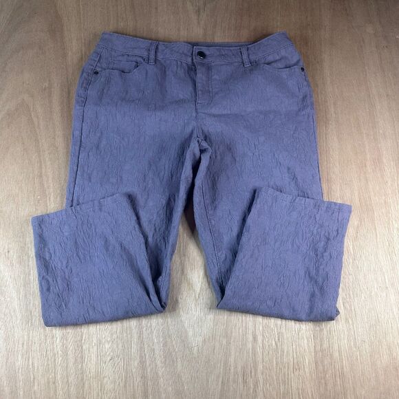 Simply Vera Vera Wang Cropped Wide Leg Pants Purple Textured Women’s 12 - Picture 1 of 5
